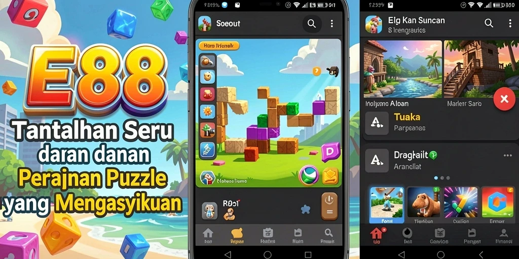 Tampilan gameplay E88 yang penuh warna dan menantang.