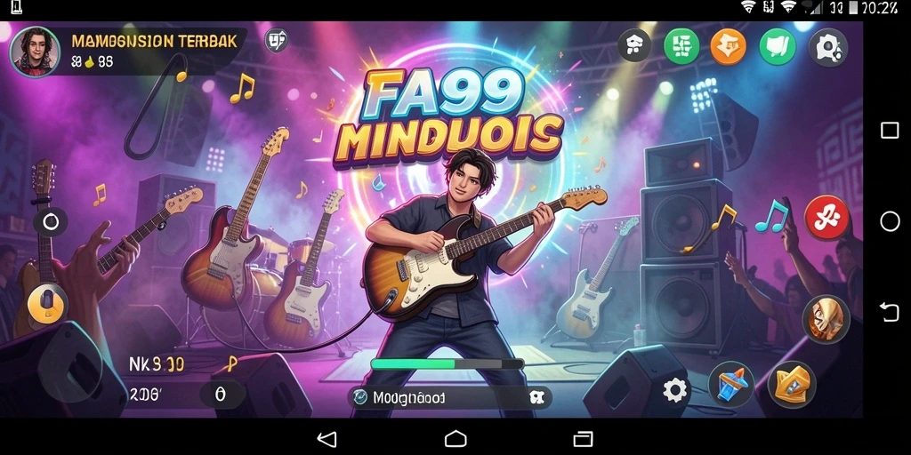 Screenshot gameplay FA99 menunjukkan player sedang menikmati permainan musik yang seru.