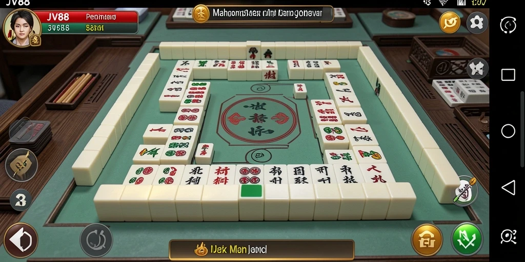 Screenshot gameplay JV88 menampilkan serunya bermain Mahjong.