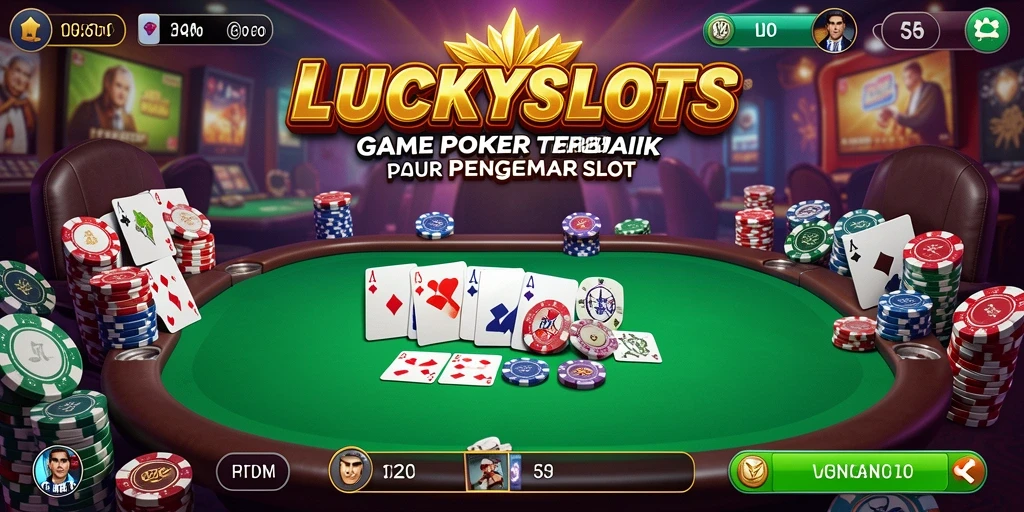 Tampilan gameplay menarik dari LUCKYSLOTS yang menghadirkan poker dan slot.