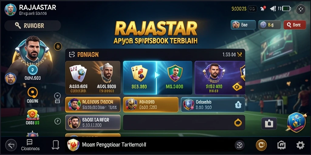 Tampilan gameplay menarik dari aplikasi RAJASTAR yang menunjukkan taruhan olahraga.