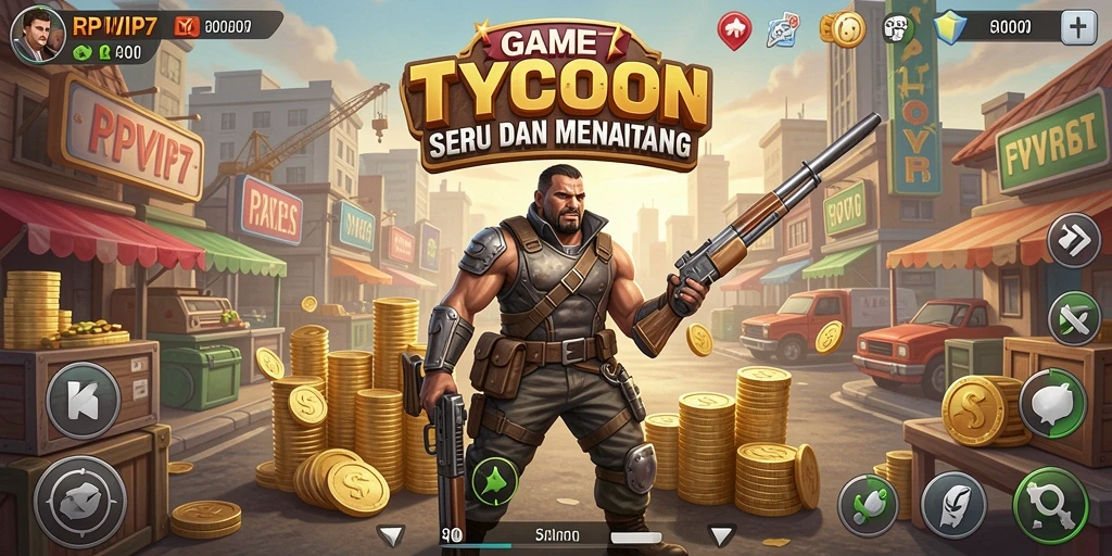Screenshot gameplay RPVIP7 menampilkan pengelolaan bisnis yang dinamis.