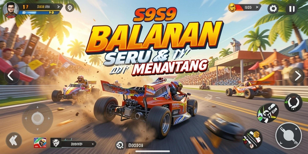 Screenshot utama S9S9 menampilkan aksi balapan mendebarkan.