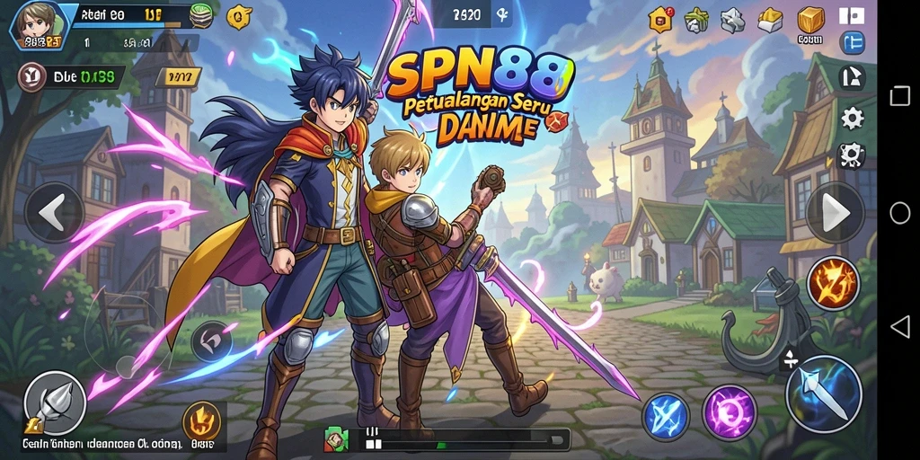 Screenshot SPN88 menampilkan karakter dalam pertempuran epik dan lingkungan anime yang menarik.