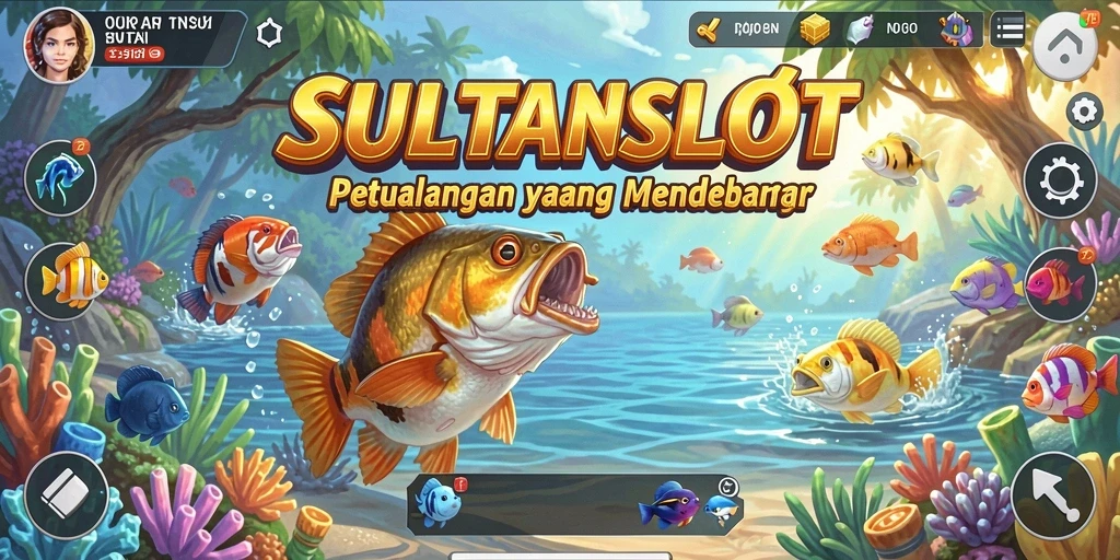 Tampilan gameplay SULTANSLOT yang mendebarkan dengan ikan yang menunggu untuk ditangkap.