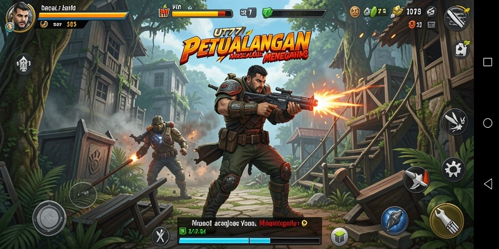 Tangkapan layar UT77 menunjukkan pertarungan seru dalam permainan Arcade.